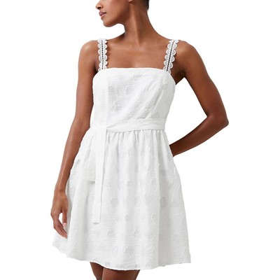 French Connection Womens Freya White Organza Fit & Flare Dress 10 BHFO 0236