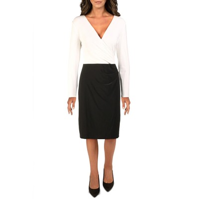 

Черно-белое женское двухцветное платье Nemota Lauren Ralph Lauren Wear to Work  BHFO 9038, Black/white