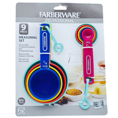 Farberware Professional 9 Piece: 4 Cups & 5 Spoons Measuring Nesting Set