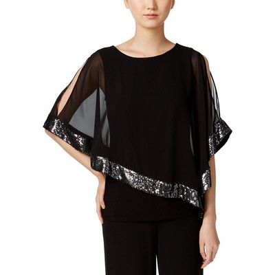 

Женская шифоновая асимметричная блузка MSK с украшением Top Petites BHFO 9305, Черный