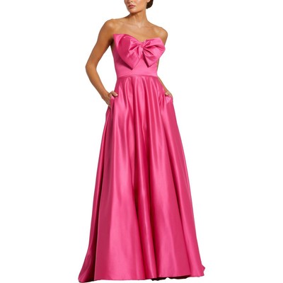 Женское розовое атласное вечернее платье Mac Duggal без бретелек 8 BHFO 1798