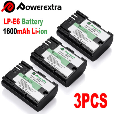 3Pack 1600mAh LP-E6 Replace Battery For EOS 7D 70D 6D 60D 5D Mark II 5D Mark III