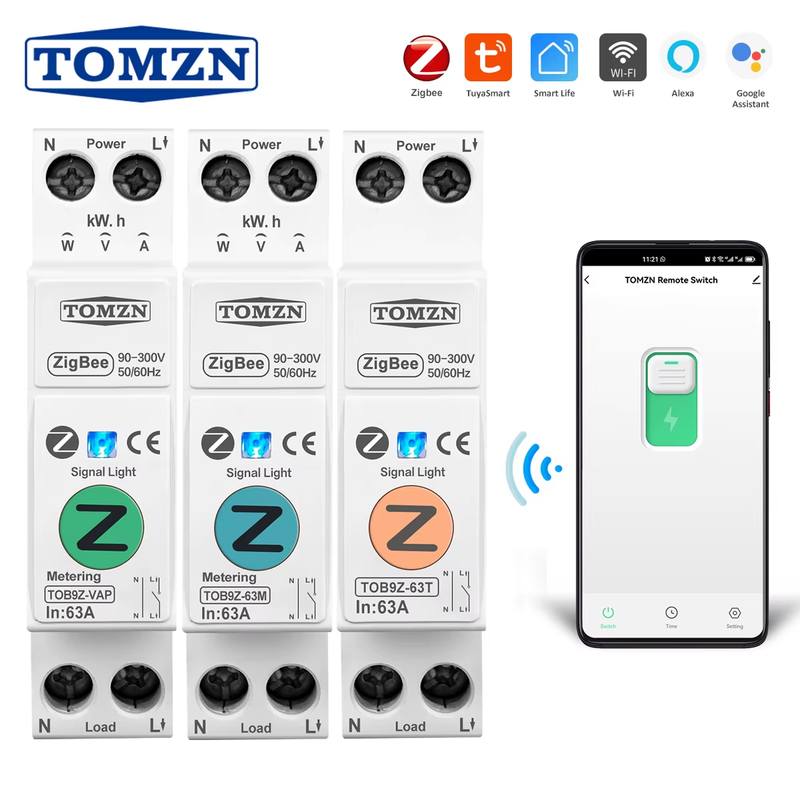 Zigbee 63A 1P+N WIFI Smart Switch Energy Meter Kwh Metering Monitoring Circuit B