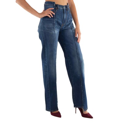 Pre-owned Victoria Beckham Deconstructed Straight Leg Denim Jeans, Waist Size 26" In Check Description