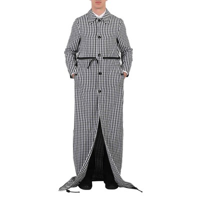 Pre-owned Burberry Men's Black Pattern Gingham Technical Wool Loop-back Car Coat, Brand In Multicolor