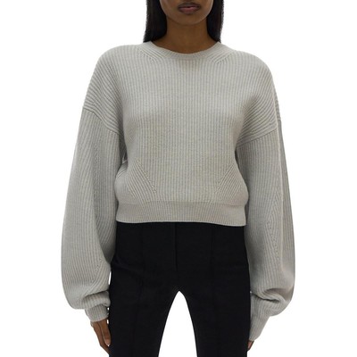 

Helmut Lang Женский бежевый вязаный пуловер с круглым вырезом  BHFO 8227, Light heather grey