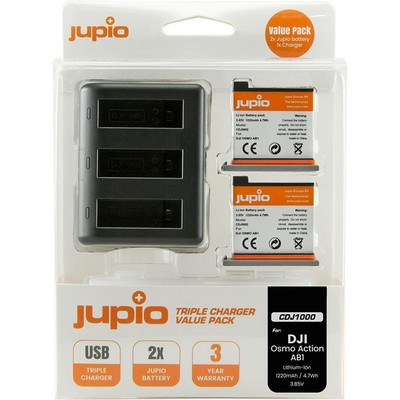 Jupio Value Pack с двумя литий-ионными аккумуляторами AB1 3,85 В 1220 мАч и тройным зарядным устройством USB