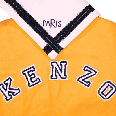 Pre-owned Kenzo Ladies Apricot Varsity Wool And Leather Jacket, Size Small In Orange