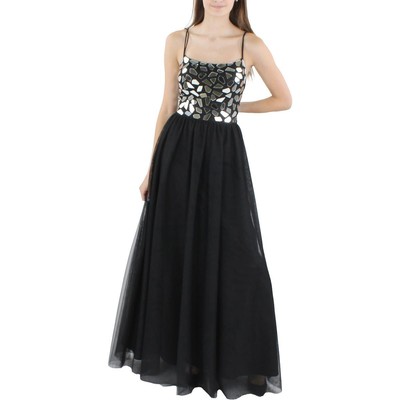 

Blondie Nites Женское Черное Сетчатое Вечернее Платье с Зеркалами Платье Юниоры  BHFO 1223, Черный