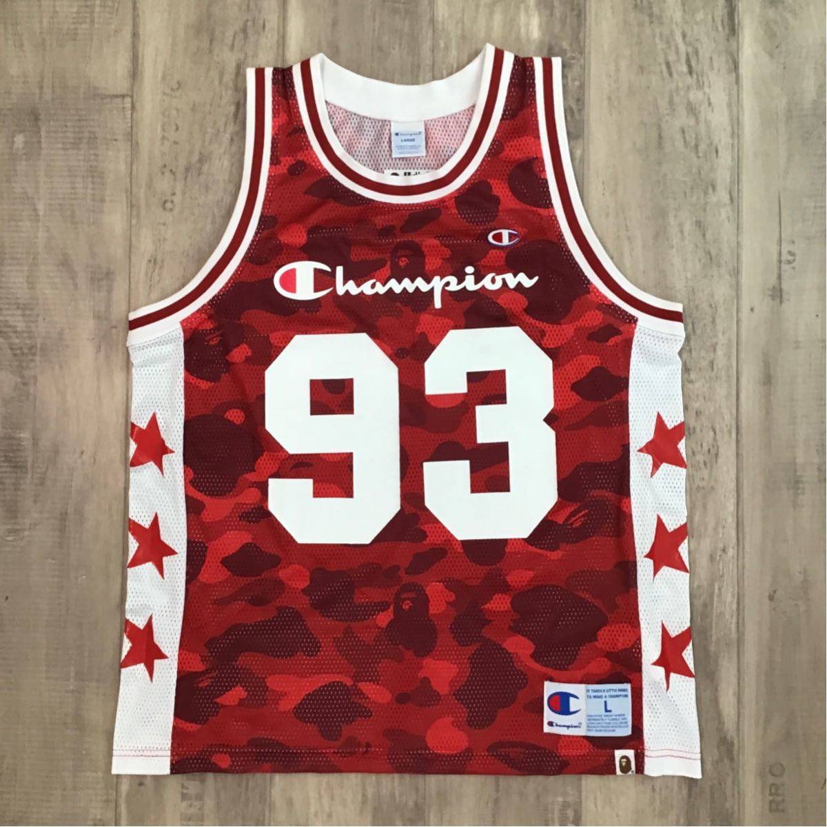 BAPE × champion Red camo basketball tank top A Bathing Ape