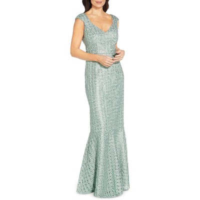 

Женское зеленое тканое макси-платье без рукавов Aidan Mattox  BHFO 3333, Celadon