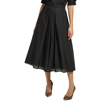 Женская черная миди-юбка из хлопка DKNY, официальная плиссированная юбка XL BHFO 6396
