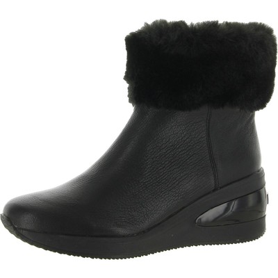 

DKNY Женские черные кожаные ботинки на танкетке из искусственного меха Обувь 10 Средний (B,M) BHFO 0339, Черный, BAXTER