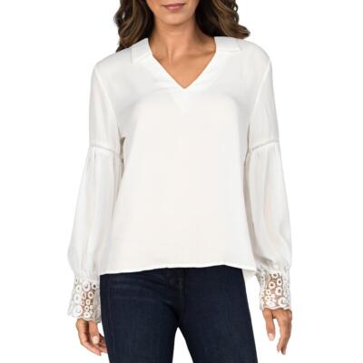 

Allison Womens White V-образным вырезом Hi-Low Top Blouse Shirt  BHFO 2975, Белый