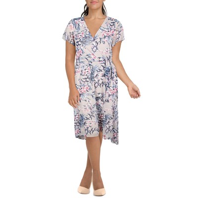 

Женское бежевое платье миди с цветочным принтом R-M Richards  BHFO 5573, Beige multi