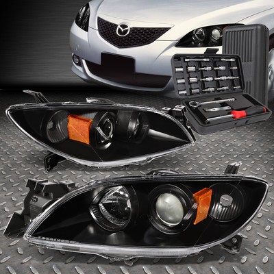 ДЛЯ 04-09 MAZDA 3 СЕДАН SDEAN ЧЕРНЫЙ ЯНТАРНЫЙ УГЛОВОЙ ПРОЕКТОР ФАР + НАБОР ИНСТРУМЕНТОВ