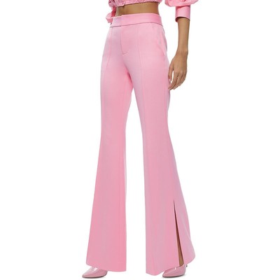 Alice and Olivia Womens Pink Mid Rise Flare Slit Leg Flared Pants 6 BHFO 7657