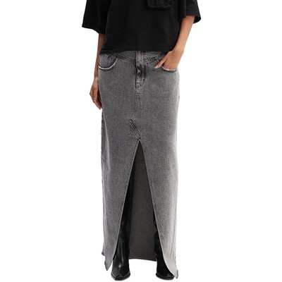 Джинсовая юбка Mannei Womens Aluta серого цвета с потертостями на длинном подоле 38 BHFO 3096