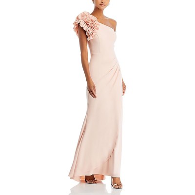 Aqua Womens Pink Ruffled One Shoulder Formal Evening Dress Gown 10 BHFO 1744