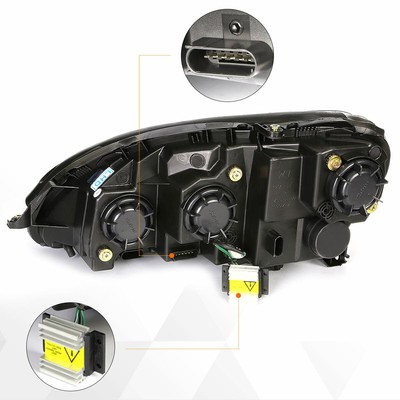 For 00-06 Mercedes S-Class W220 LED Strip DRL Projector Headlight Black Housing