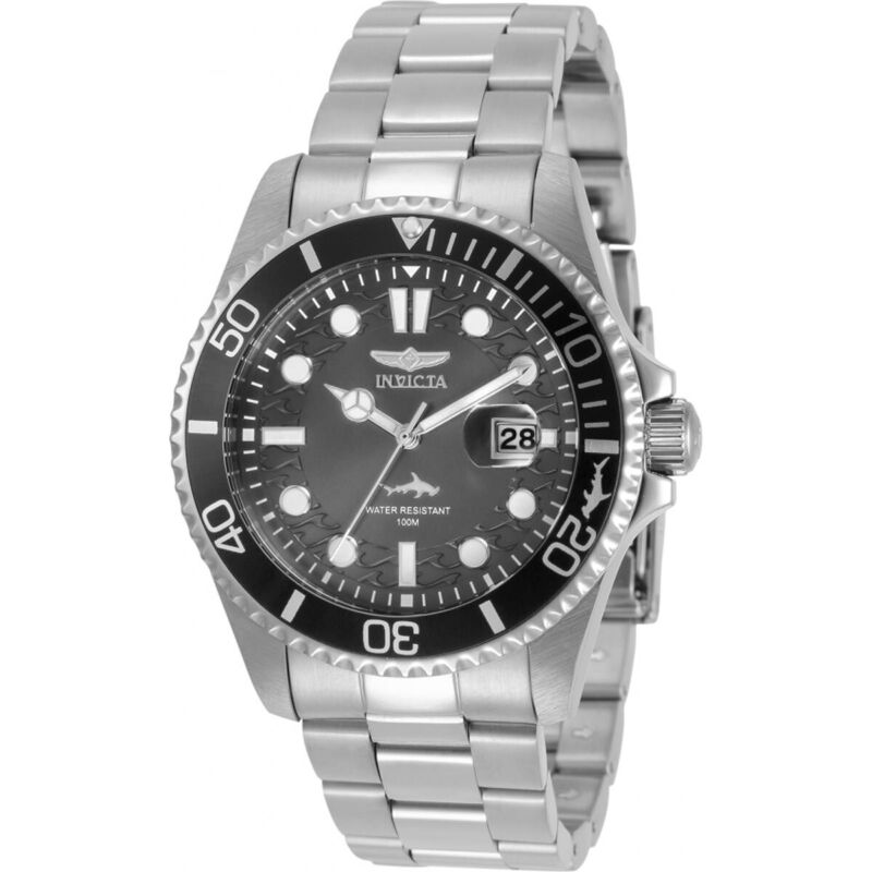 Invicta Men Watch Pro Diver Quartz Gunmetal Dial Silver Tone Bracelet 30806