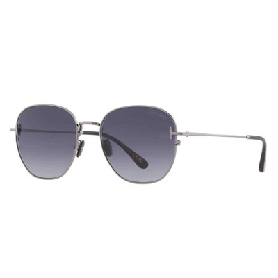 Pre-owned Tom Ford Grey Gradient Round Men's Sunglasses Ft0976-k 08b 56 Ft0976-k 08b 56 In Gray