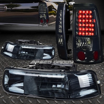 ДЫМЧАТАЯ ХРУСТАЛЬНАЯ ФАРА + ХРОМИРОВАННЫЙ СВЕТОДИОДНЫЙ ЗАДНИЙ ФОНАРЬ ДЛЯ 99-02 CHEVY SILVERADO