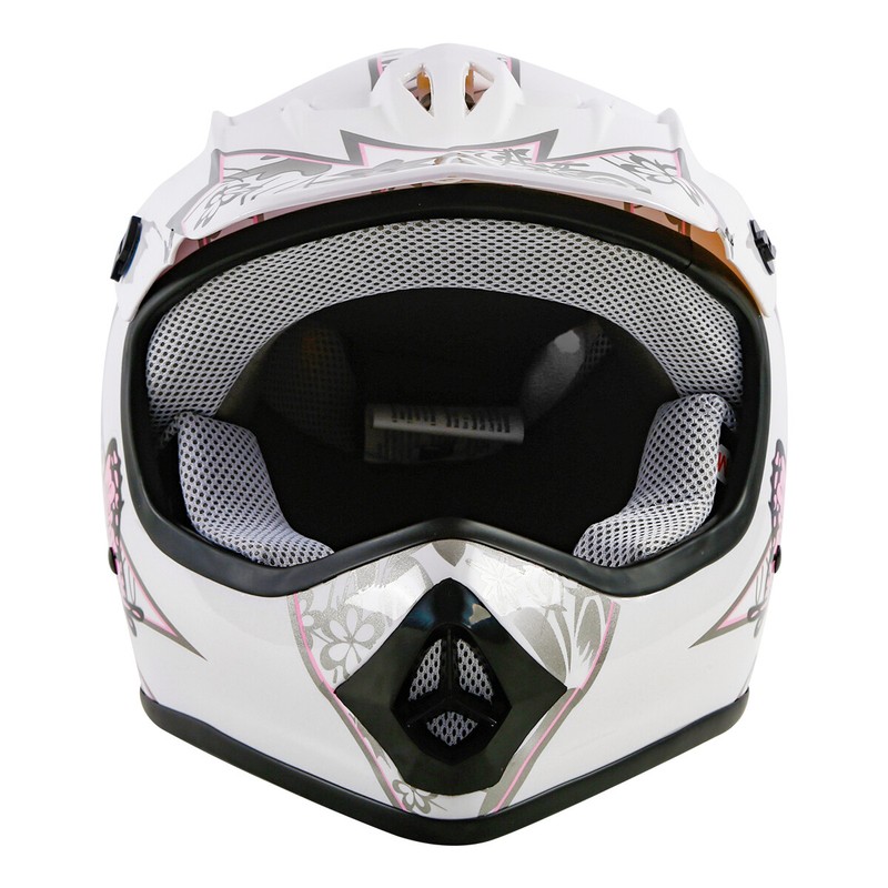 DOT Youth Pink Butterfly Dirt Bike ATV Helmet Motocross+Goggles+Gloves