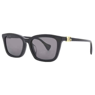 Pre-owned Gucci Grey Rectangular Ladies Sunglasses Gg1596sk 001 55 Gg1596sk 001 55 In Gray