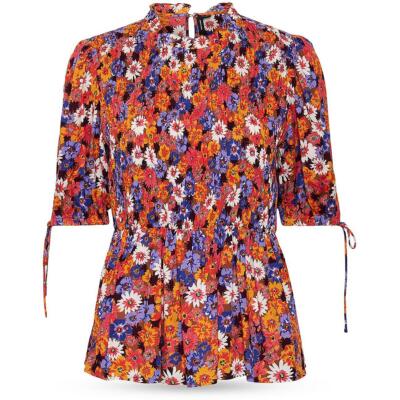 

Vero Moda Женская рубашка Frida Beauty с рюшами и завязками на рукавах и баской BHFO 1521, Golden yellow/frida