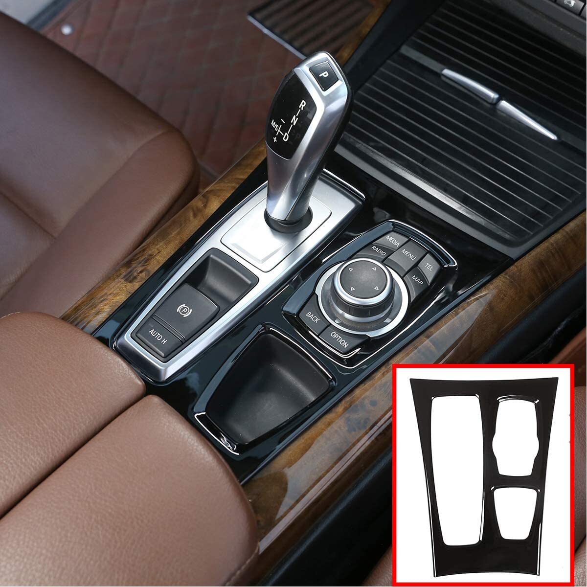 For BMW X5 E70 X6 E71 Black Center Console Gear Shift Panel Cover