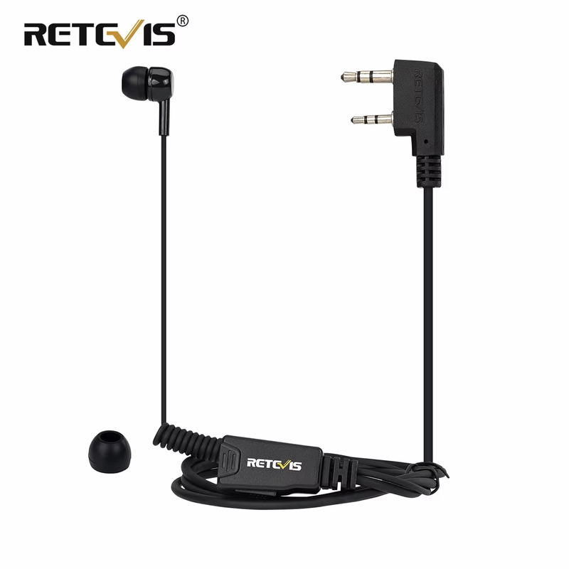 EEK022 RT22 Walkie Talkie Earphopne In-Ear Bud Earpiece Coiled Cable PTT Mic for