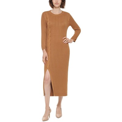 Женская коричневая осенняя рубашка-свитшот Calvin Klein Maxi с разрезом M BHFO 8222