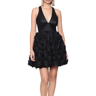 Женское черное мини-платье для коктейлей и вечеринок цвета морской волны с аппликацией 6 BHFO 3348