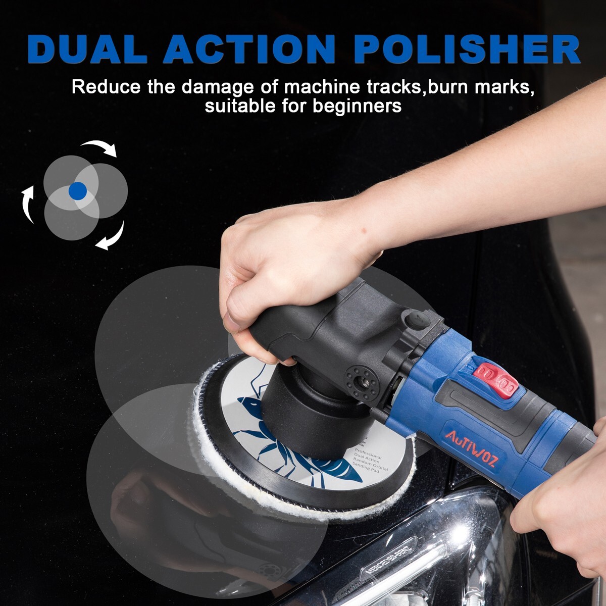 Dual Action Car Polisher Buffer Sander DA Orbital Electric 6" Pad Machine 800W