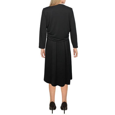 

Elie Tahari Женское черное однотонное платье миди Azalea с круглым вырезом  BHFO 7812, Черный