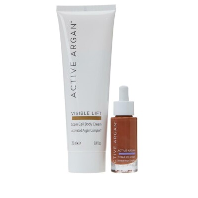 Active Argan Visible Lift Stem Cell Body Lotion & Tinted Drops Set Orig $159