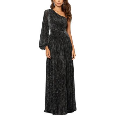Женское вечернее платье Betsy & Adam черного цвета металлик с одним плечом, 10 BHFO 3561