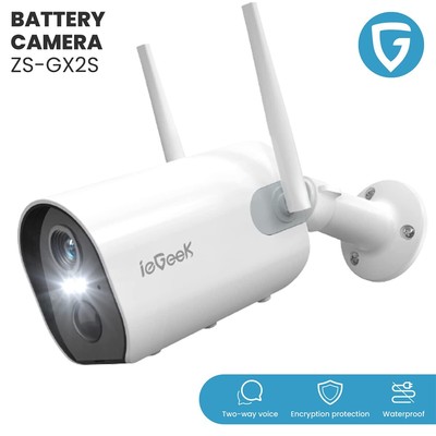 ieGeek Wireless Outdoor 2K Security Camera Home WiFi Battery CCTV IR System,PIR