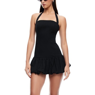 Lioness Womens Black Cotton Mini Ruffled Halter Dress M BHFO 7541