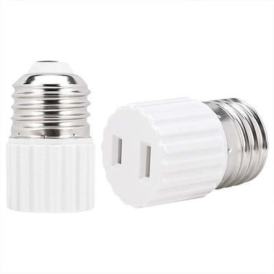 [2 Pack] E26 Light Socket Plug Adapter?E26 Light Socket to 2 Prong Outlet