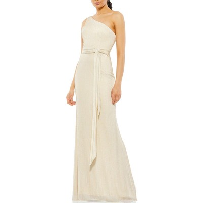 Ieena for Mac Duggal Женское длинное вечернее платье бежевого цвета металлик 4 BHFO 5588