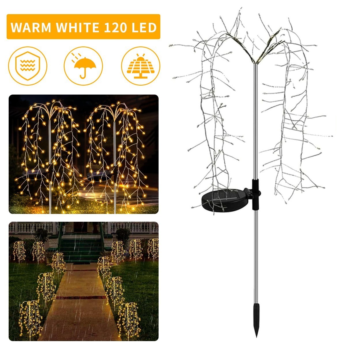 Solar willow light garden display