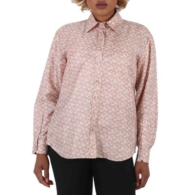 Pre-owned Burberry Ladies Monogram Print Silk Shirt In Multicolor