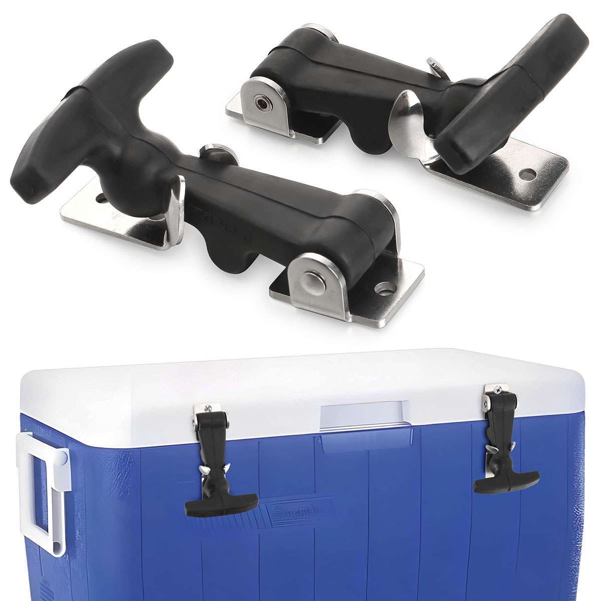 2Pcs Flexible Hood Hasp Rubber Draw T Handle Latch Stainless Steel Hardware Tool