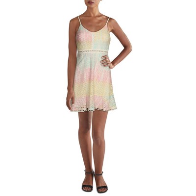 Безмолвное женское синее кружевное короткое мини-платье Tie-Dye Juniors XXS BHFO 2356