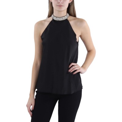 Generation Love Womens Ellis Black Satin Tank Halter Top Shell XS BHFO 5125