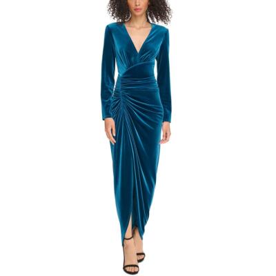Женское длинное вечернее платье из синего бархата от Vince Camuto, 14 BHFO 1937