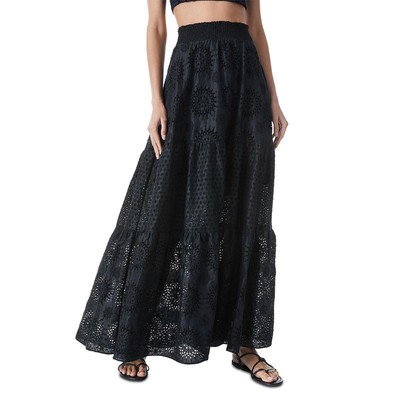 

Женская черная макси-юбка трапециевидной формы с люверсами Alice and Olivia  BHFO 7706, Черный