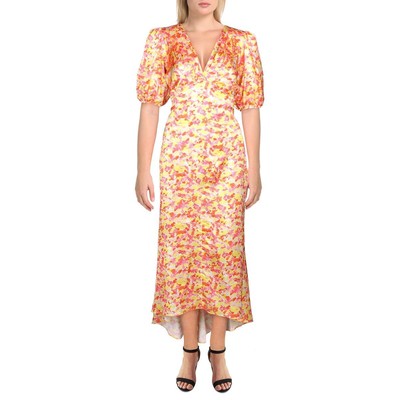 LINI Womens Amalia Желтое плиссированное платье для вечеринок с V-образным вырезом M BHFO 3122